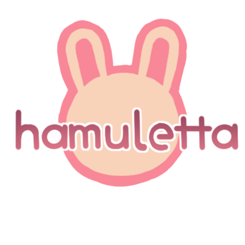 Icon A light pink, simplistic logo of a rabbit's head outlined in a darker pink. The word "hamuletta" is written across the middle in lowercase text.